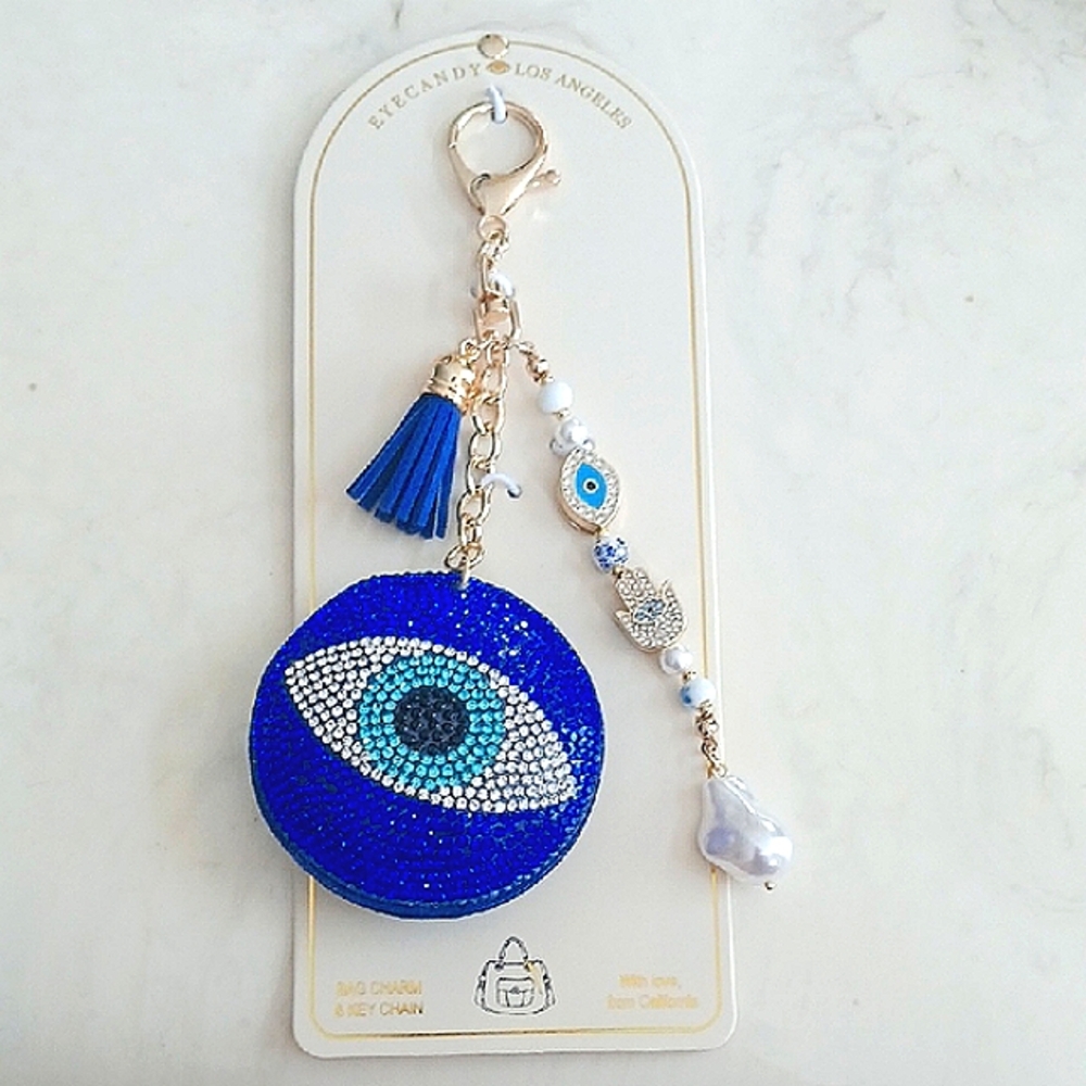 Blue Evil Eye Keychain with Tassel by Eye Candy